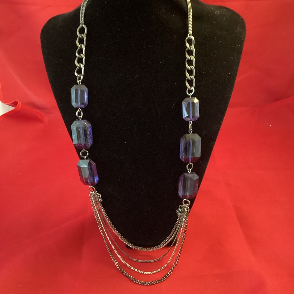 Black silver tone and blue Kenneth Cole Necklace